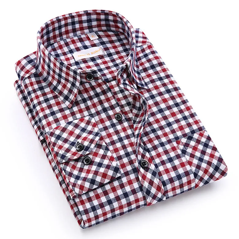 Men Chequered Korean Long Sleeved Shirt Slim Look Business Casual Men Shirt