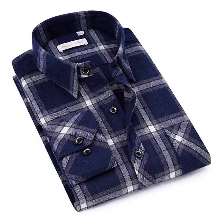 Men Chequered Korean Long Sleeved Shirt Slim Look Business Casual Men Shirt