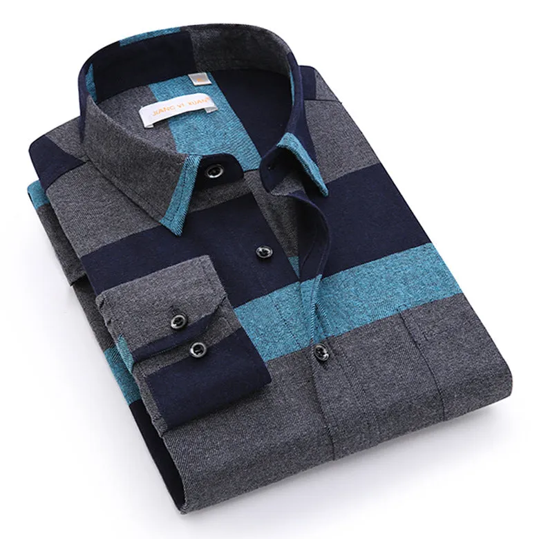 Men Chequered Korean Long Sleeved Shirt Slim Look Business Casual Men Shirt