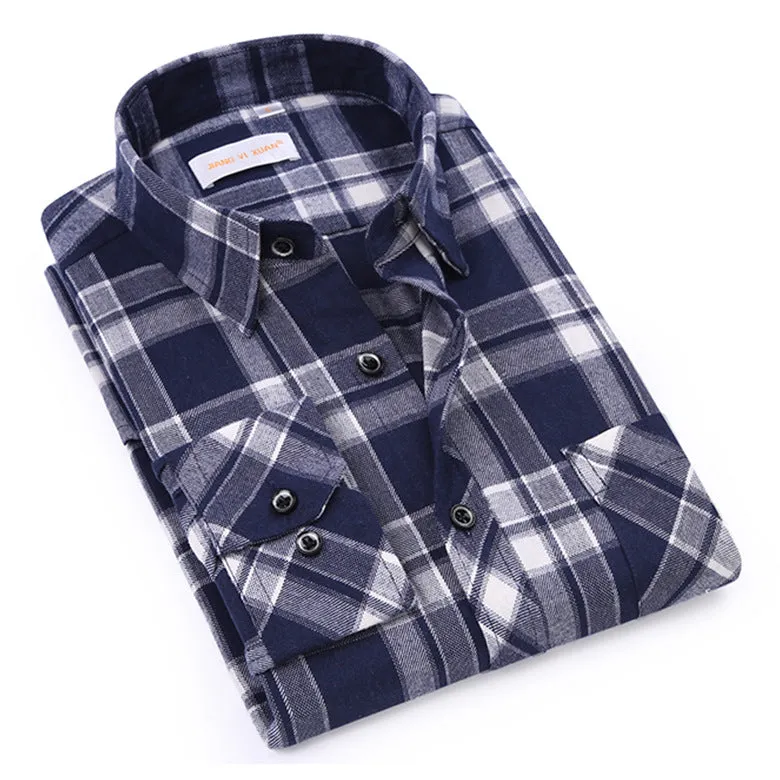 Men Chequered Korean Long Sleeved Shirt Slim Look Business Casual Men Shirt