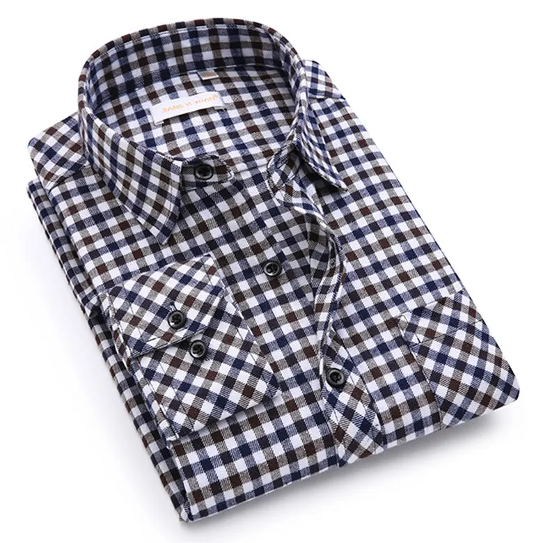 Men Chequered Korean Long Sleeved Shirt Slim Look Business Casual Men Shirt