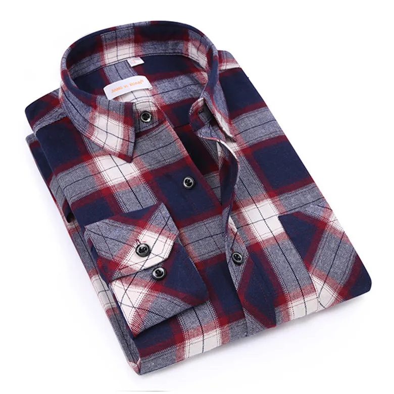 Men Chequered Korean Long Sleeved Shirt Slim Look Business Casual Men Shirt
