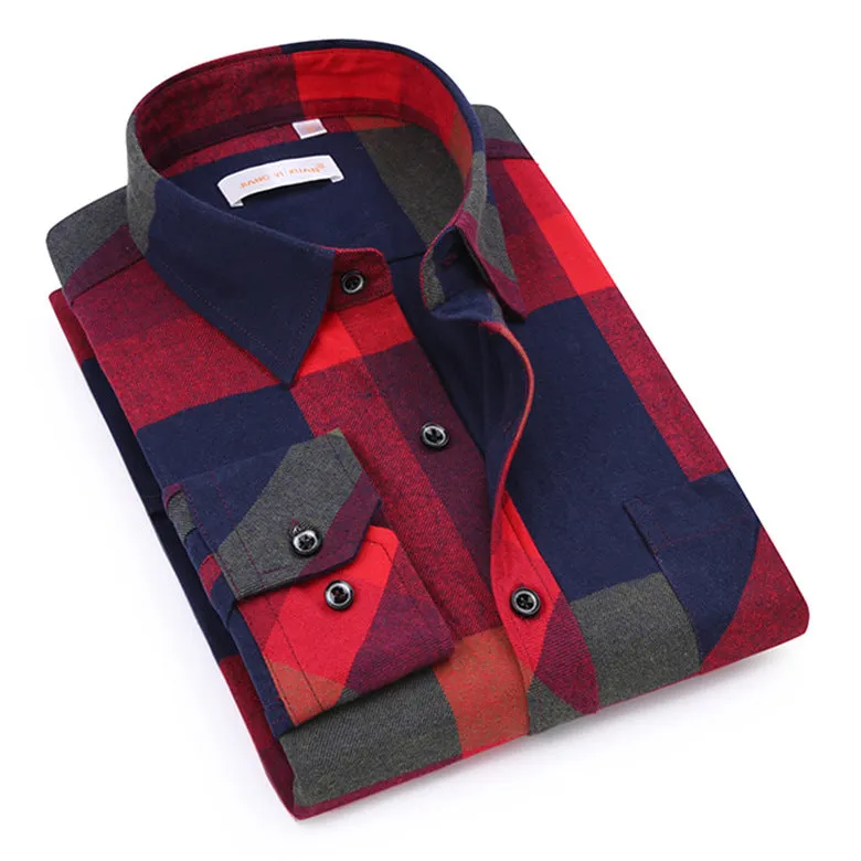 Men Chequered Korean Long Sleeved Shirt Slim Look Business Casual Men Shirt