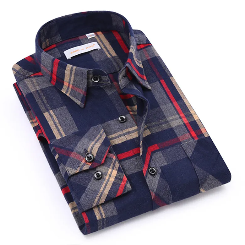 Men Chequered Korean Long Sleeved Shirt Slim Look Business Casual Men Shirt