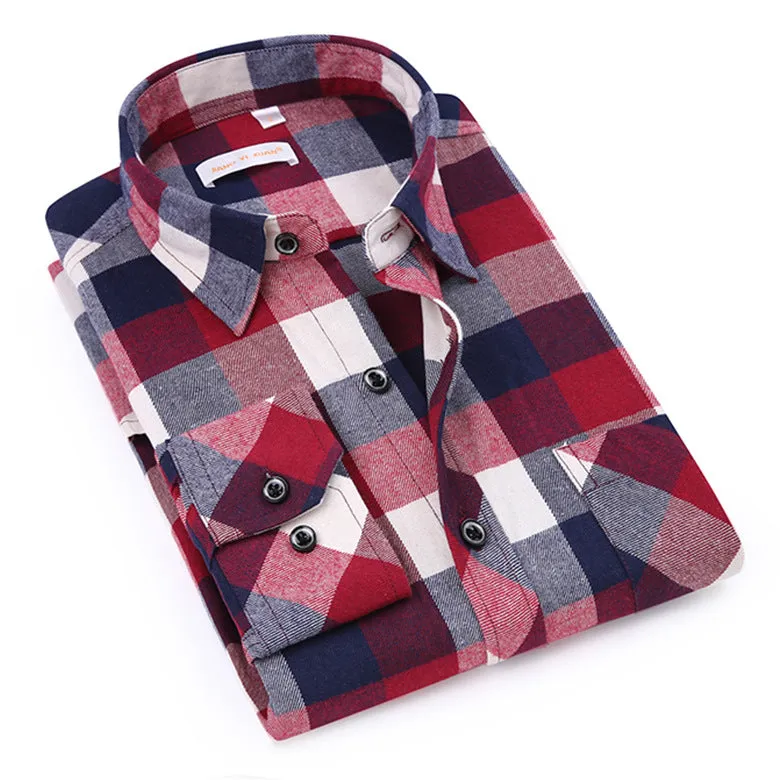 Men Chequered Korean Long Sleeved Shirt Slim Look Business Casual Men Shirt
