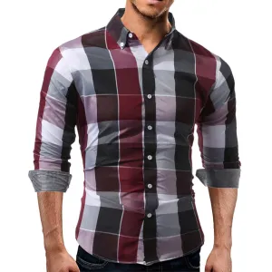 Men Shirt Slim Look Korean Long Sleeved Youth Chequered Men Shirt