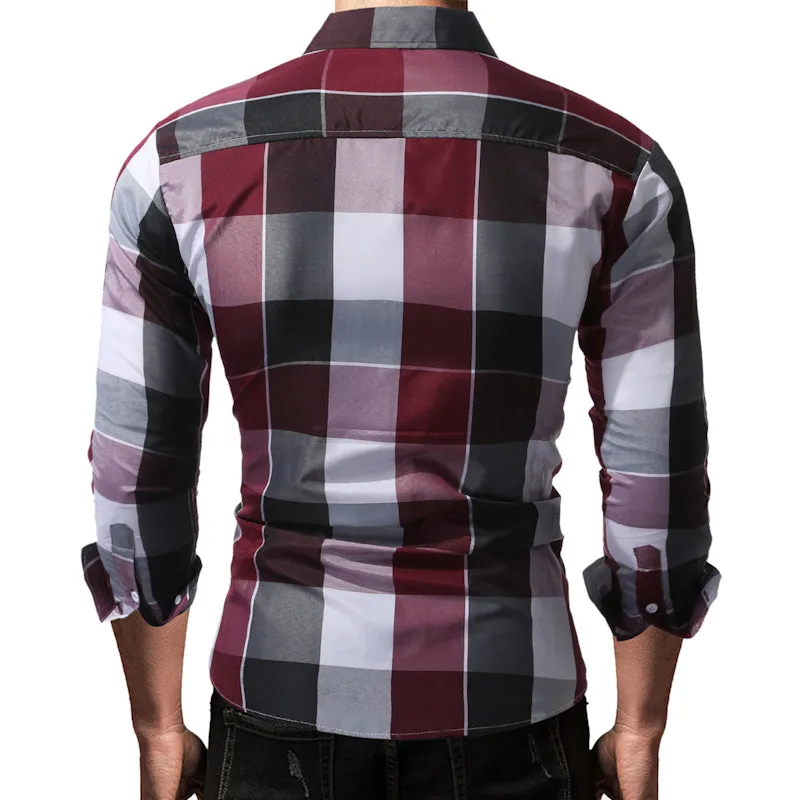 Men Shirt Slim Look Korean Long Sleeved Youth Chequered Men Shirt