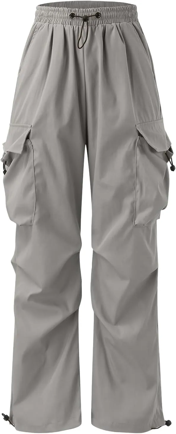 Men's Baggy Cargo Pants Trendy Casual Parachute Pant Elastic Waist Loose Fit Streetwear Multi Pockets
