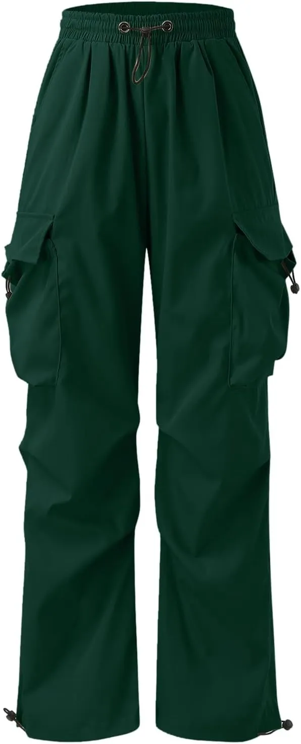 Men's Baggy Cargo Pants Trendy Casual Parachute Pant Elastic Waist Loose Fit Streetwear Multi Pockets