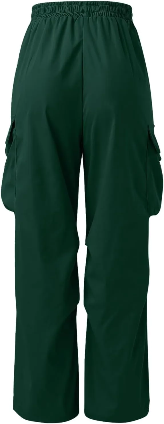 Men's Baggy Cargo Pants Trendy Casual Parachute Pant Elastic Waist Loose Fit Streetwear Multi Pockets