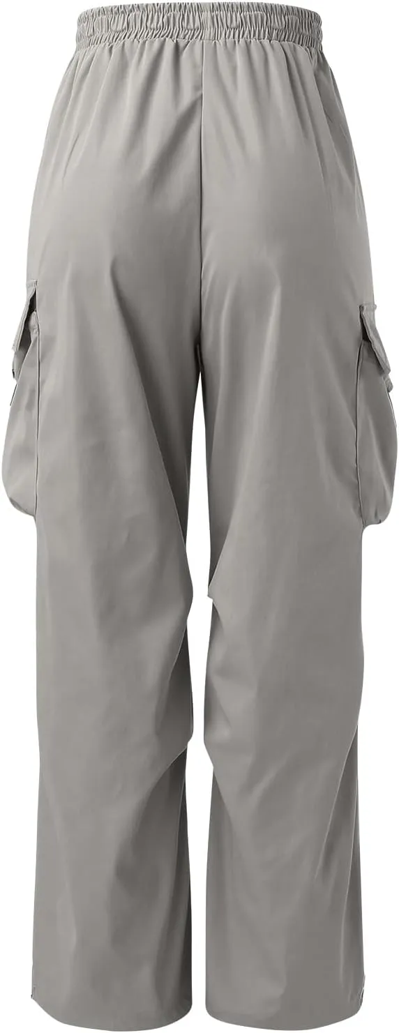Men's Baggy Cargo Pants Trendy Casual Parachute Pant Elastic Waist Loose Fit Streetwear Multi Pockets