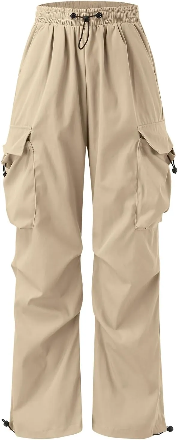 Men's Baggy Cargo Pants Trendy Casual Parachute Pant Elastic Waist Loose Fit Streetwear Multi Pockets