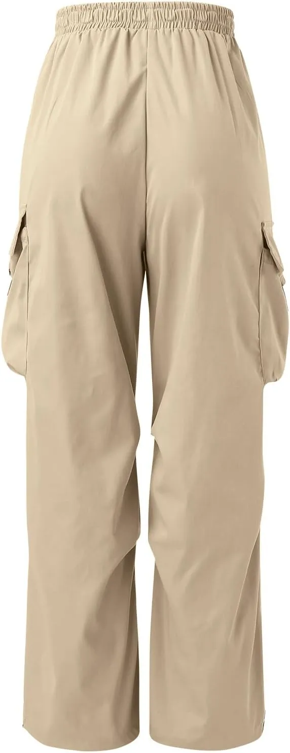 Men's Baggy Cargo Pants Trendy Casual Parachute Pant Elastic Waist Loose Fit Streetwear Multi Pockets