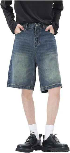 Mens Baggy Denim Jorts Y2K Vintage Loose Fit Hip Hop Jean Shorts Casual Summer Long Jeans Trendy Outfits