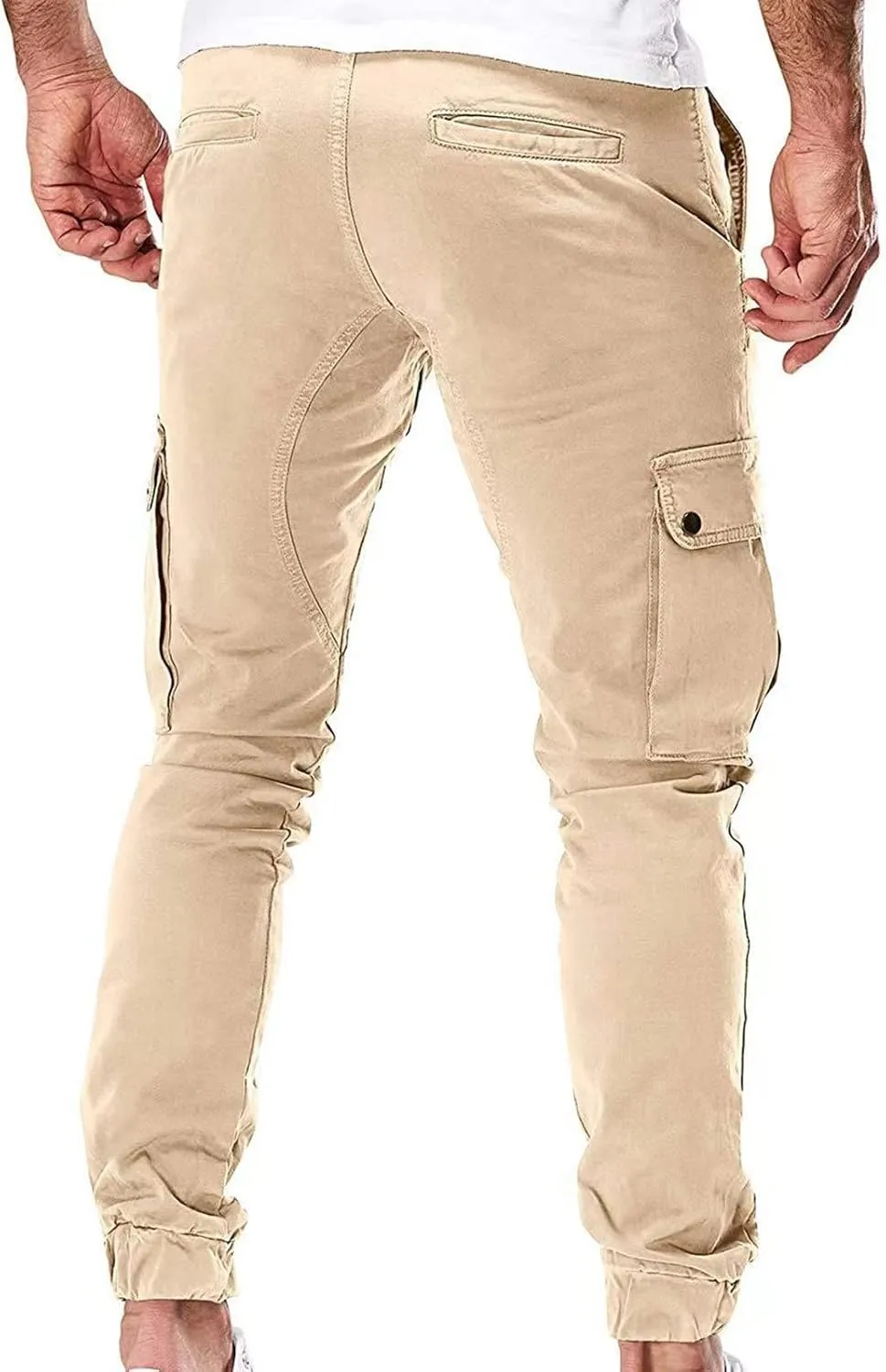 Mens Cargo Pants Vintage Joggers Slim Fit Stretch Sweatpants Trendy Streetwear Tactical Trousers with Multi Pockets