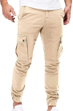 Mens Cargo Pants Vintage Joggers Slim Fit Stretch Sweatpants Trendy Streetwear Tactical Trousers with Multi Pockets