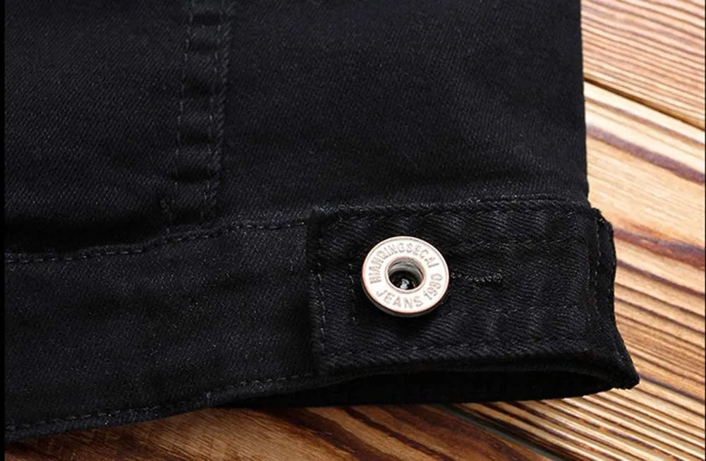 Men`s Classic Slim Fit Motorcycle Denim Jacket Coat