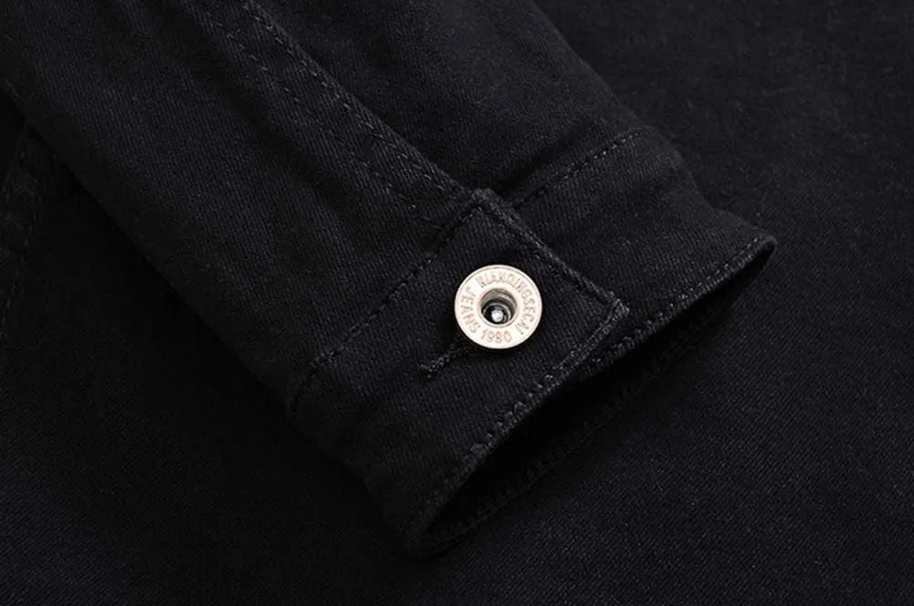 Men`s Classic Slim Fit Motorcycle Denim Jacket Coat