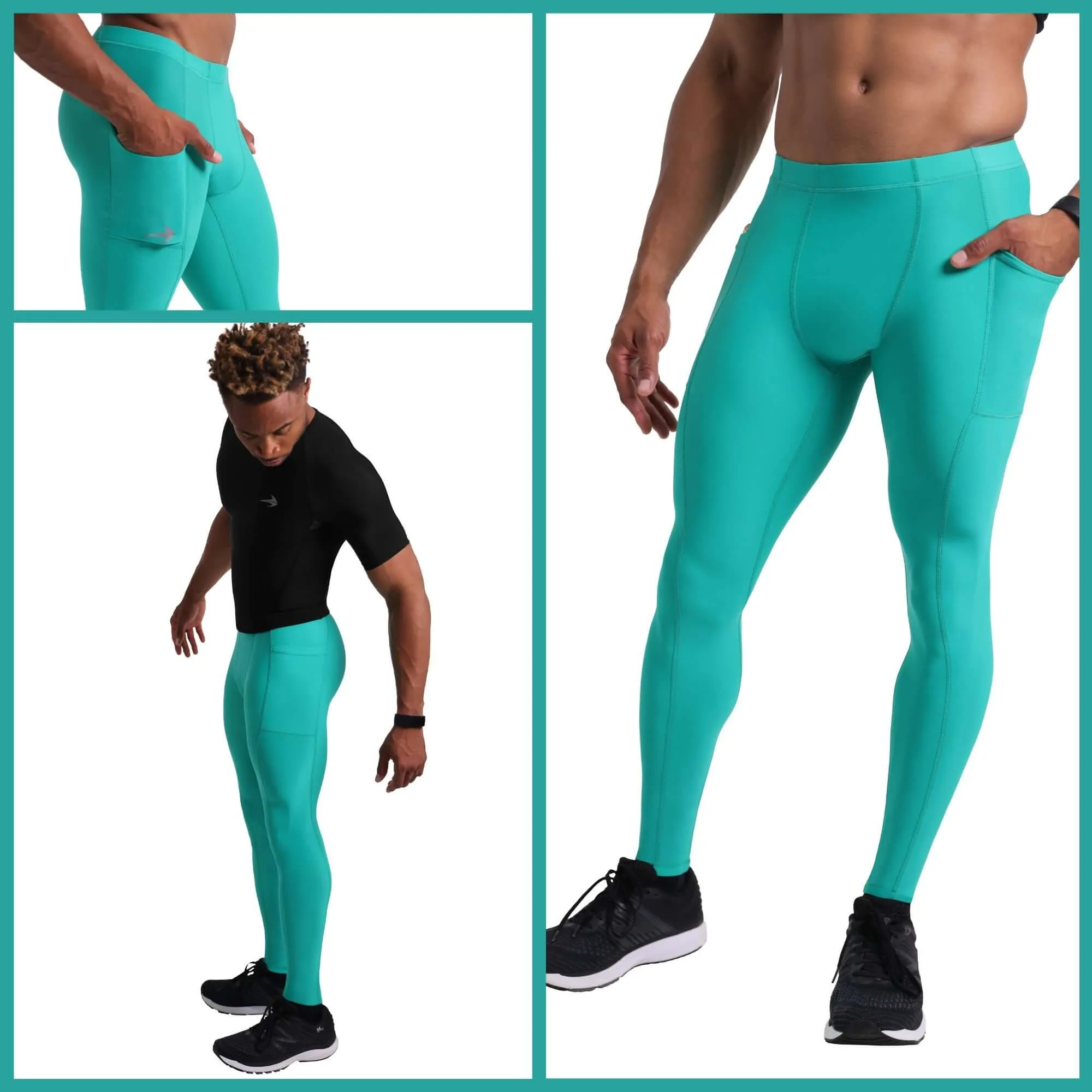 Men's Compression Pants W/ Pockets - Green
