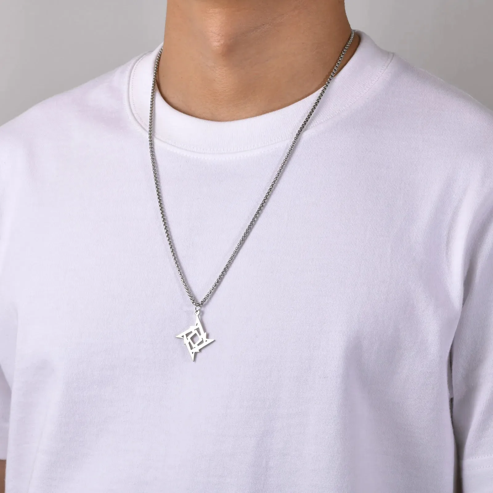 Mens Darts Style Necklaces, Waterproof Stainless Steel Geometric Pendant