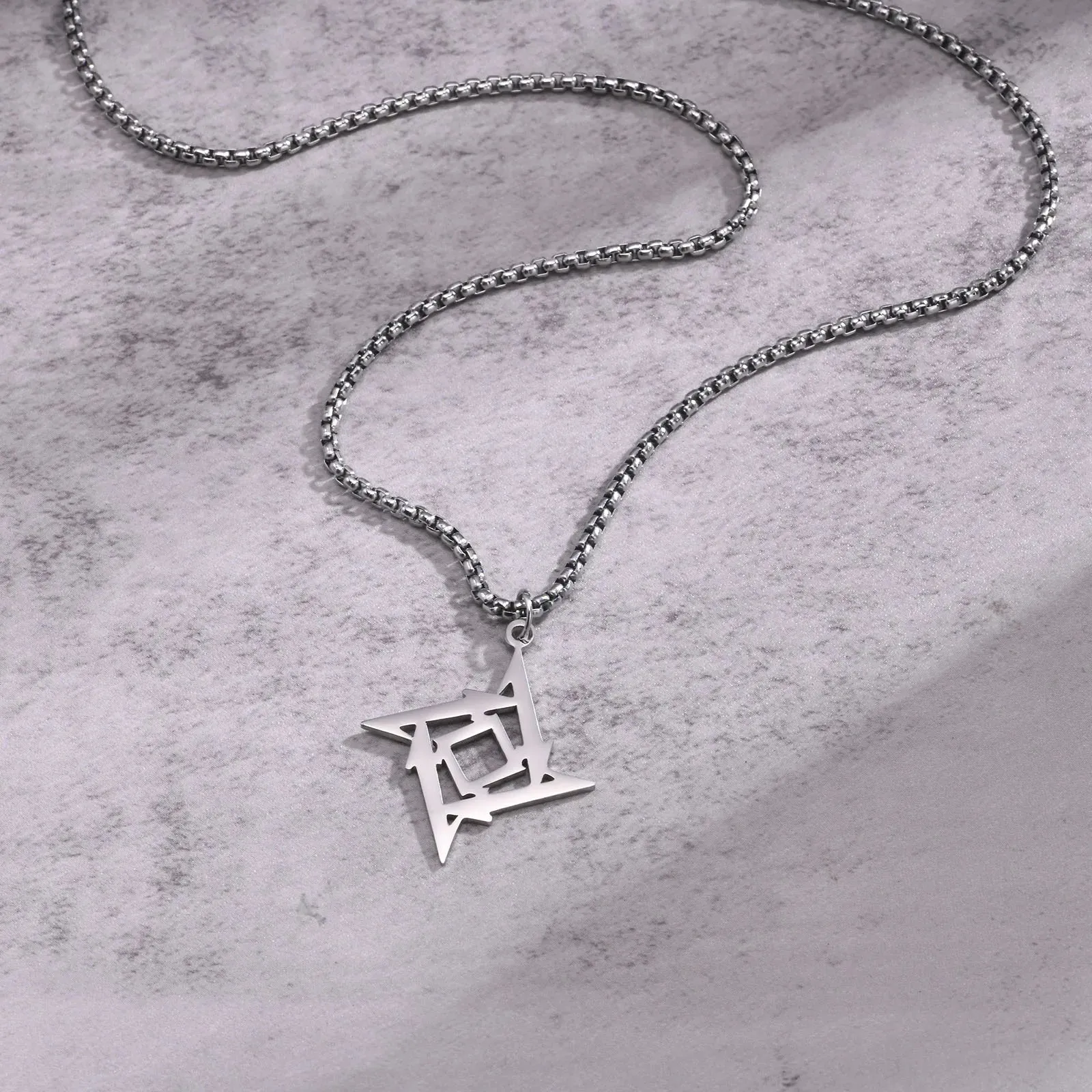 Mens Darts Style Necklaces, Waterproof Stainless Steel Geometric Pendant