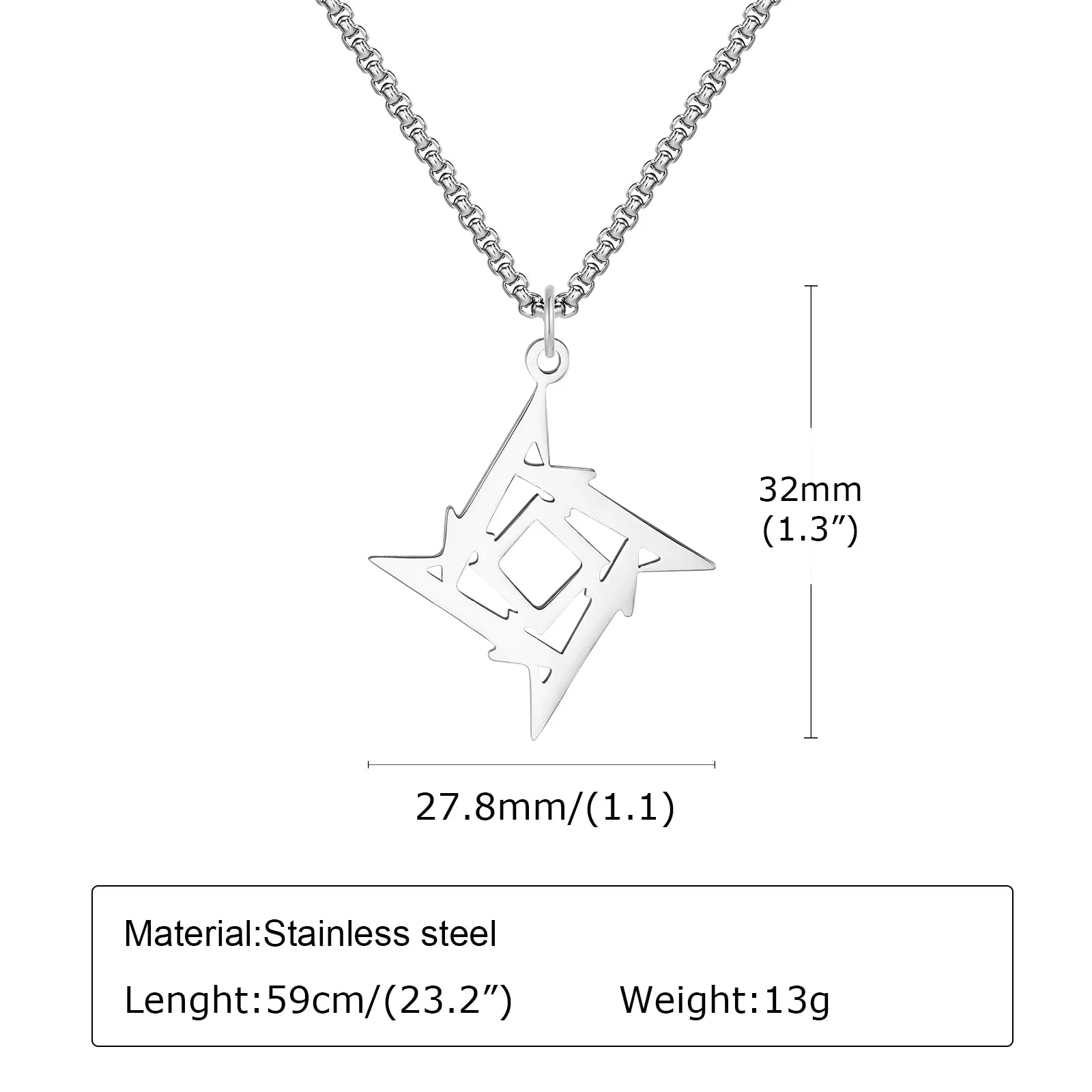 Mens Darts Style Necklaces, Waterproof Stainless Steel Geometric Pendant