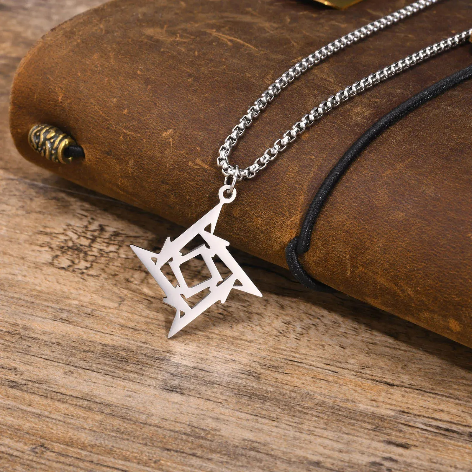 Mens Darts Style Necklaces, Waterproof Stainless Steel Geometric Pendant