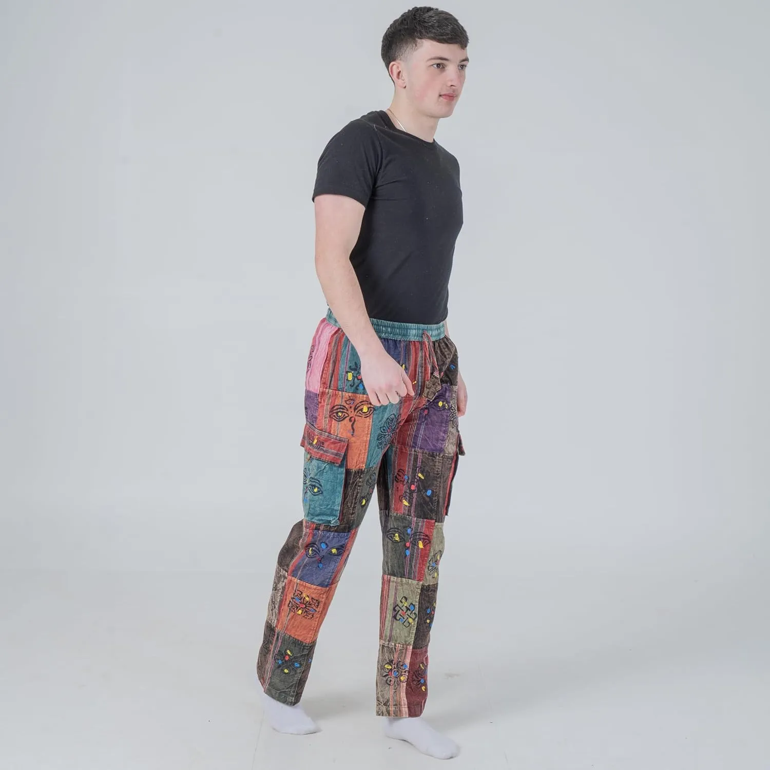 Mens Light Weight Hippie Patchwork Pants