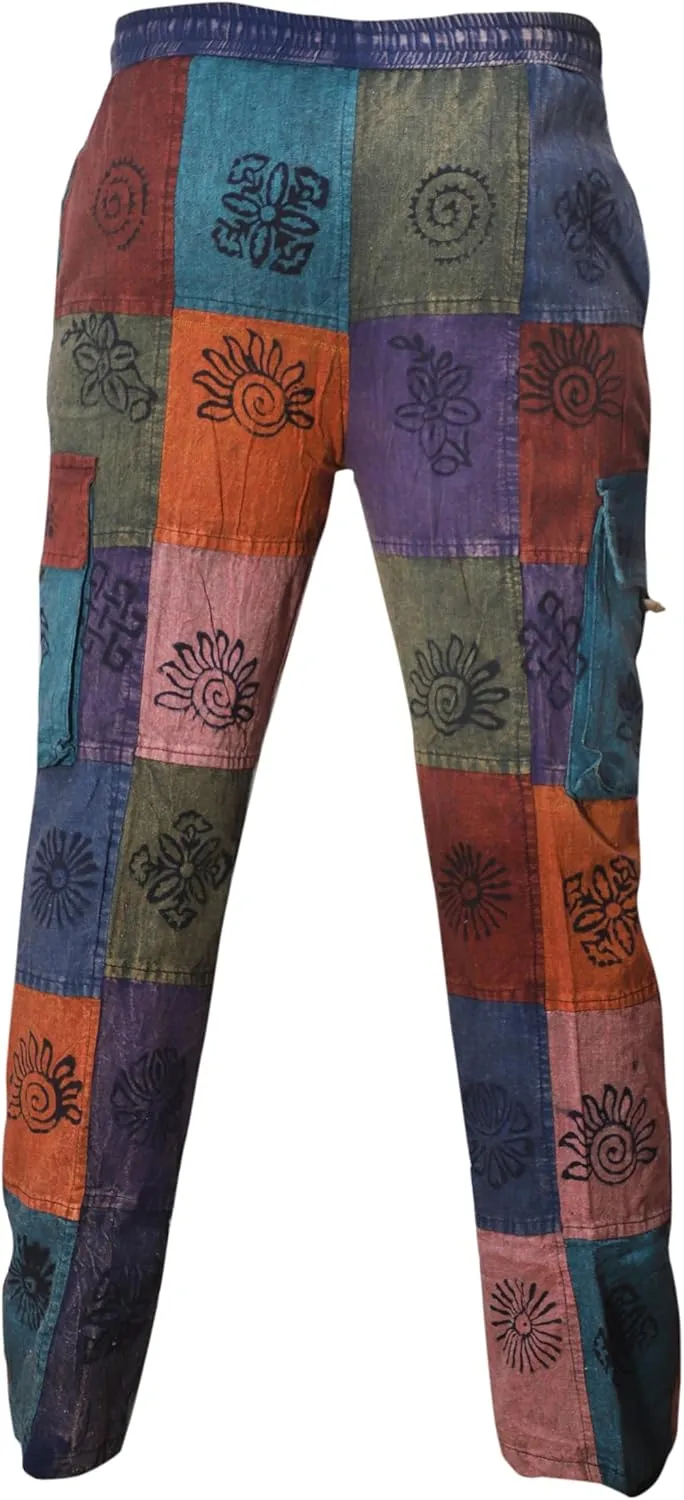 Mens Light Weight Hippie Patchwork Pants