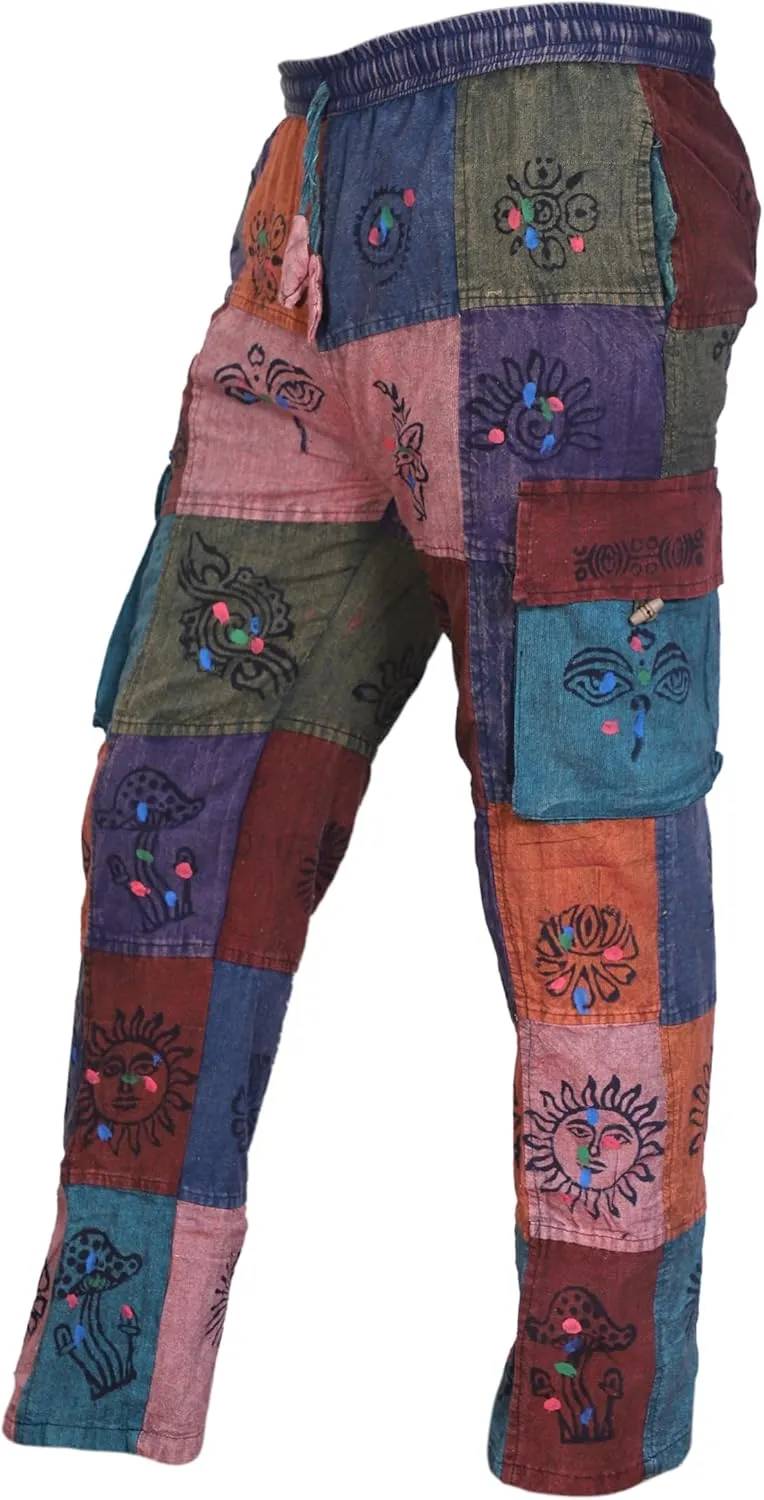 Mens Light Weight Hippie Patchwork Pants