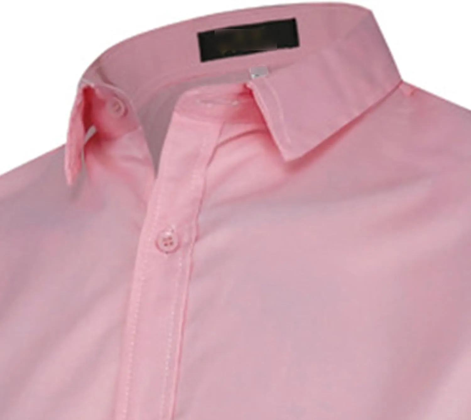Men's Long Sleeve Dress Shirt Plaid Collar Casual Button Down Shirts Solid Business Formal Slim Fit Shirt
