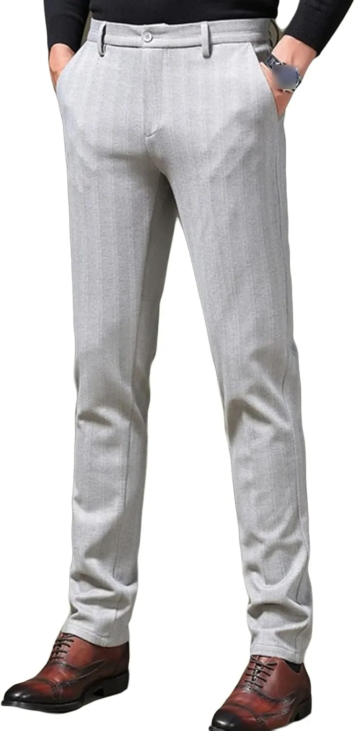 Men'S Regular Fit Linen Suit Pant Slim Fit Stretch Dress Pant Loose Flat Front Dress Pant Chino Pant (31,Light Grey), Light Grey, 31
