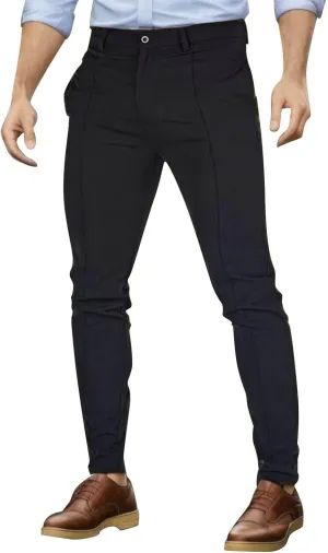 Mens Slim Fit Casual Pants with Pockets Skinny Stretch Tapered Chino Pant Straight Leg Business Dress Trousers for Men