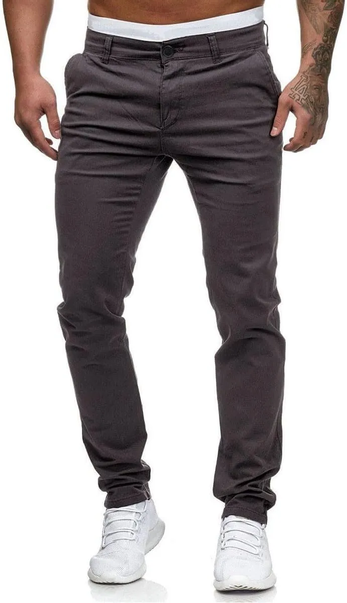 Mens Slim Fit Skinny Chino Pants Solid Tapered Stretchy Casual Trousers for Men Comfort Flat Front Dress Pants for Work