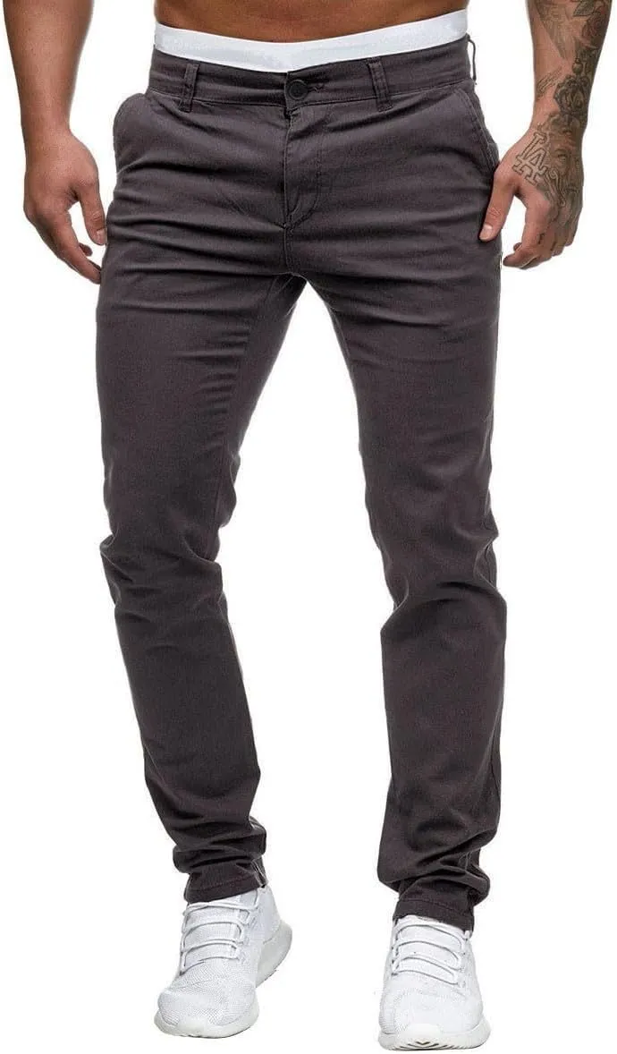 Mens Slim Fit Skinny Chino Pants Solid Tapered Stretchy Casual Trousers for Men Comfort Flat Front Dress Pants for Work