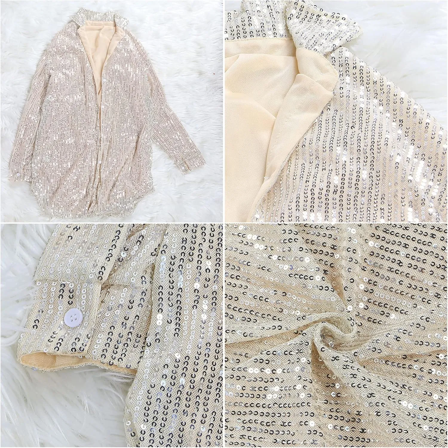 Midi Sequin Dress for Women Sparkle Button Down Sexy Shirt Dresses Long Sleeve Party Club Dress