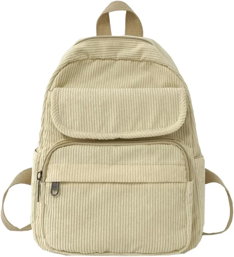Mini Backpack for Women Small Backpack Purse Aesthetic Backpack Tiny Corduroy Backpack Light Weight(Light Brown)