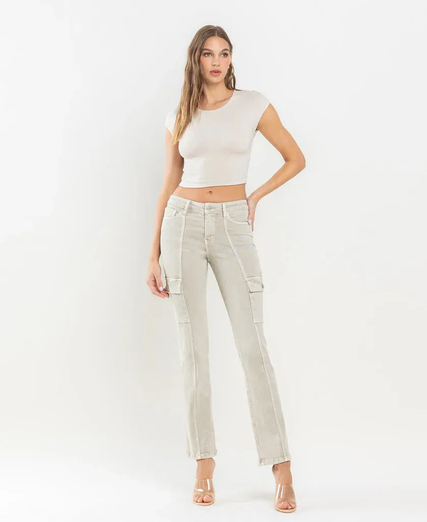 Miranda Mid Rise Cargo Bootcut Jeans