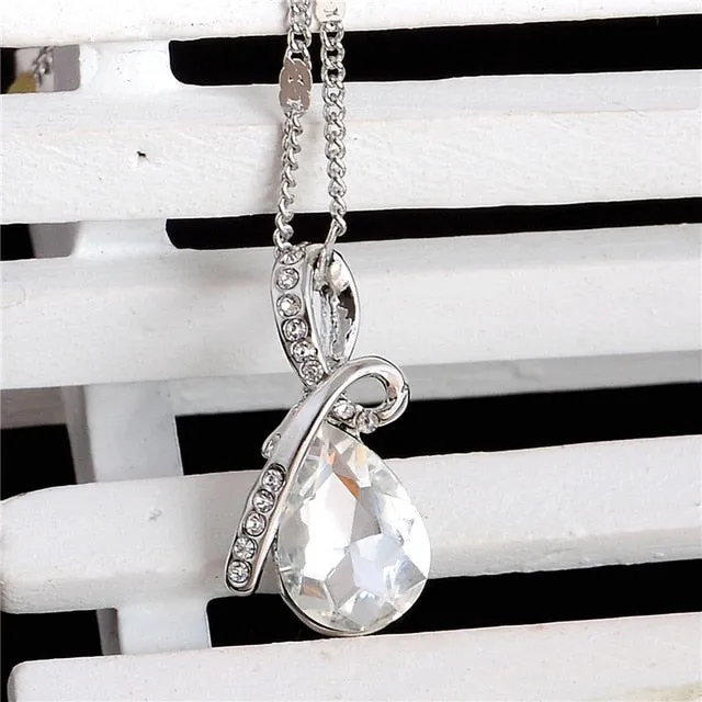 MISANANRYNE Fashion 10 Colors Austrian Crystal Water Drop Pendants & Necklaces Fashion Jewelry For Women
