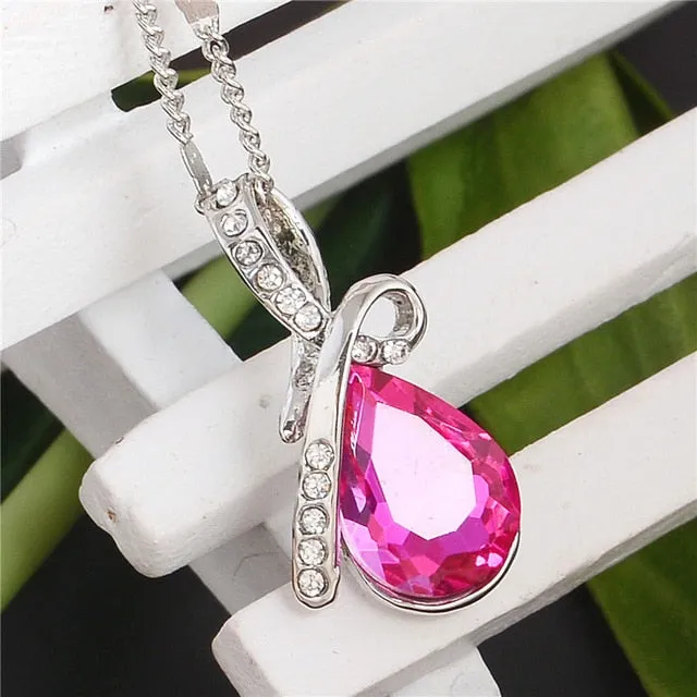 MISANANRYNE Fashion 10 Colors Austrian Crystal Water Drop Pendants & Necklaces Fashion Jewelry For Women