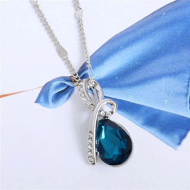 MISANANRYNE Fashion 10 Colors Austrian Crystal Water Drop Pendants & Necklaces Fashion Jewelry For Women