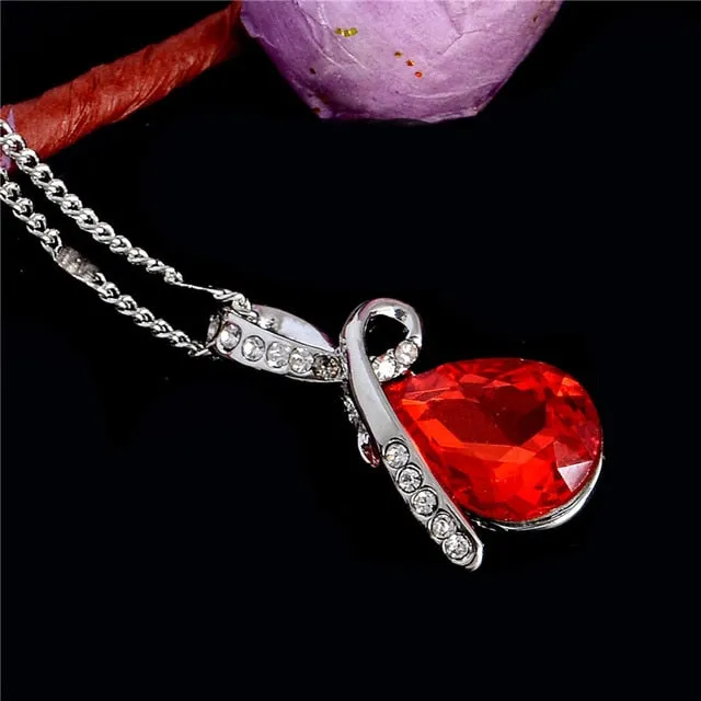 MISANANRYNE Fashion 10 Colors Austrian Crystal Water Drop Pendants & Necklaces Fashion Jewelry For Women