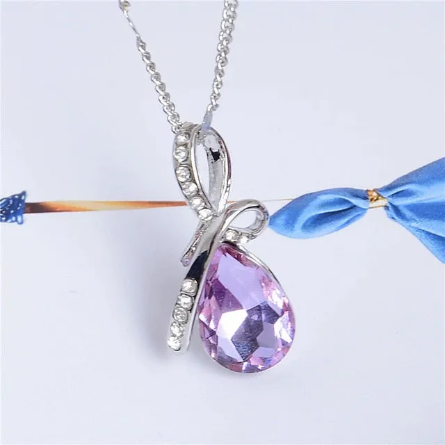 MISANANRYNE Fashion 10 Colors Austrian Crystal Water Drop Pendants & Necklaces Fashion Jewelry For Women