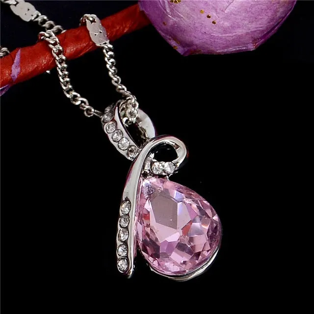 MISANANRYNE Fashion 10 Colors Austrian Crystal Water Drop Pendants & Necklaces Fashion Jewelry For Women