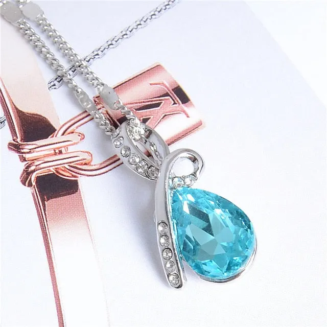 MISANANRYNE Fashion 10 Colors Austrian Crystal Water Drop Pendants & Necklaces Fashion Jewelry For Women