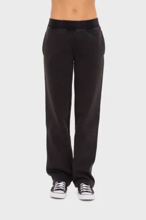 Mono B Black Elastic Waist Fleece Pants with Pockets