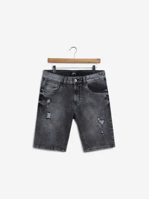 Nuon Grey Distressed Slim-Fit Hendrix Shorts