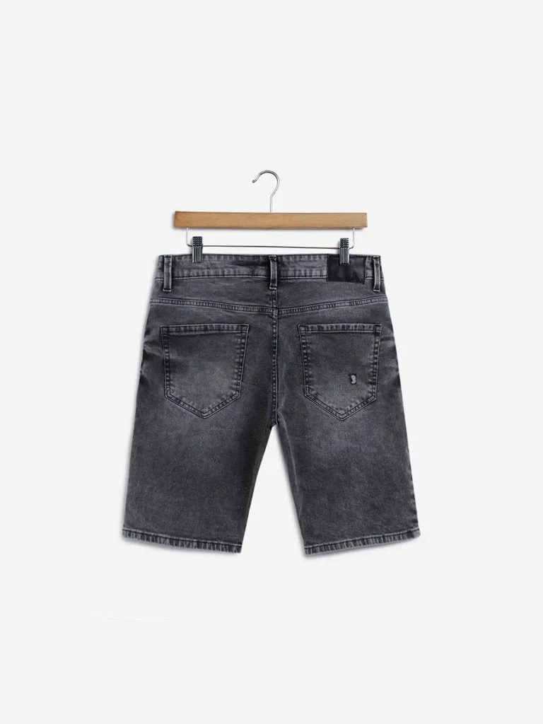 Nuon Grey Distressed Slim-Fit Hendrix Shorts