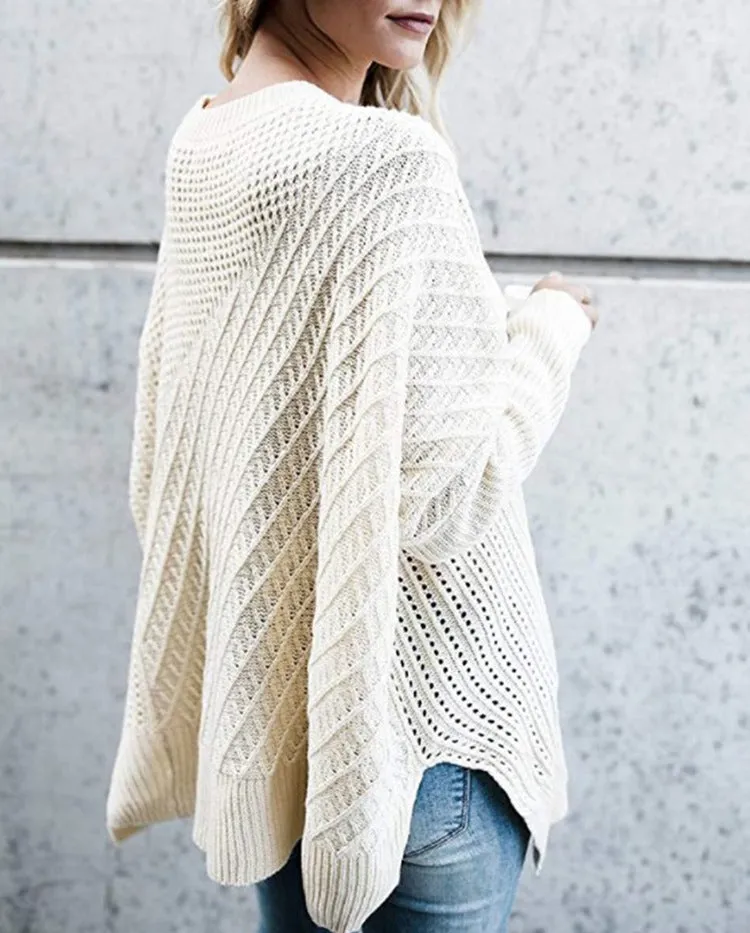 Off Shoulder Zipper Loose Irregular Pur Color Sweater