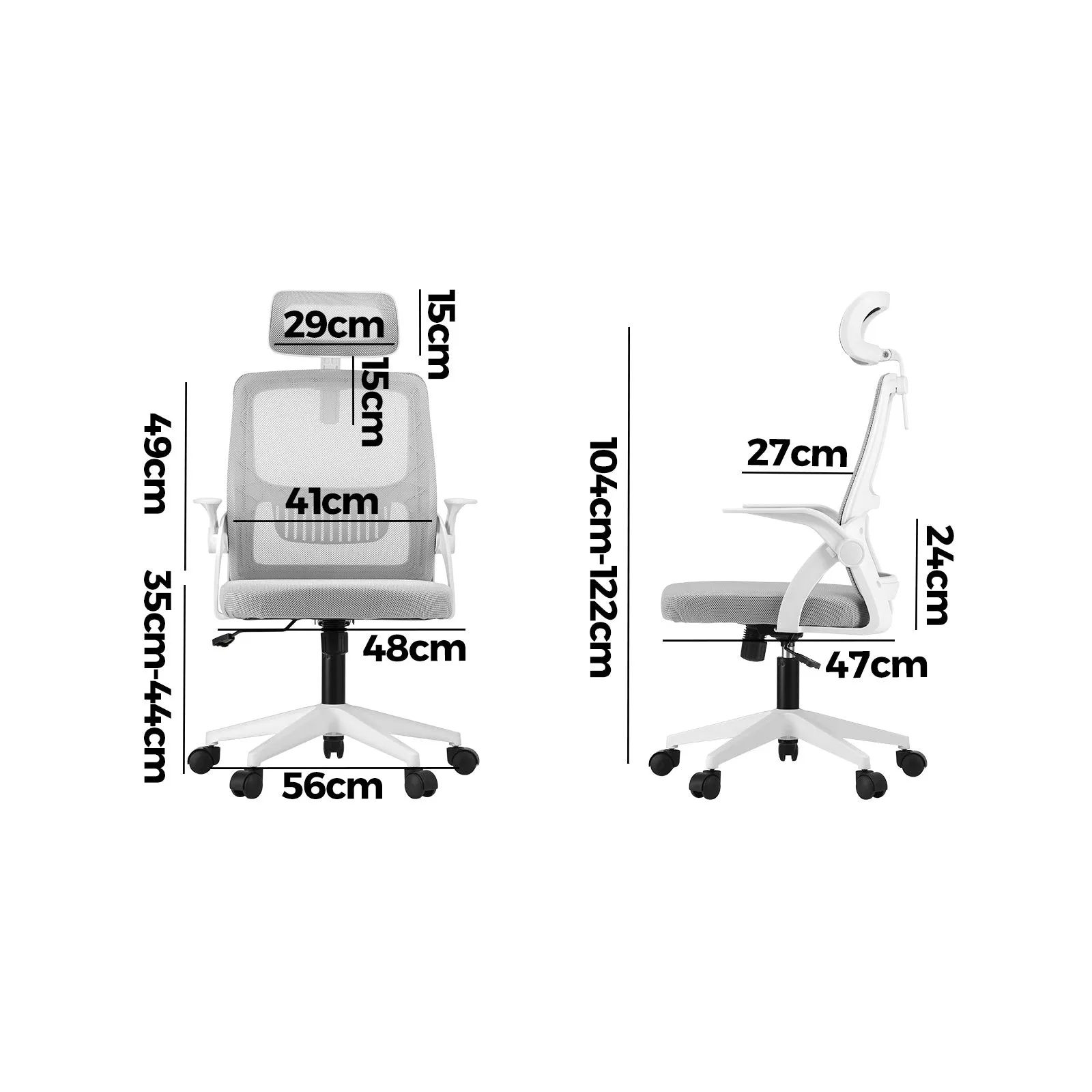 Oikiture Mesh Office Chair Executive Fabric Gaming Seat Racing Tilt Computer WH